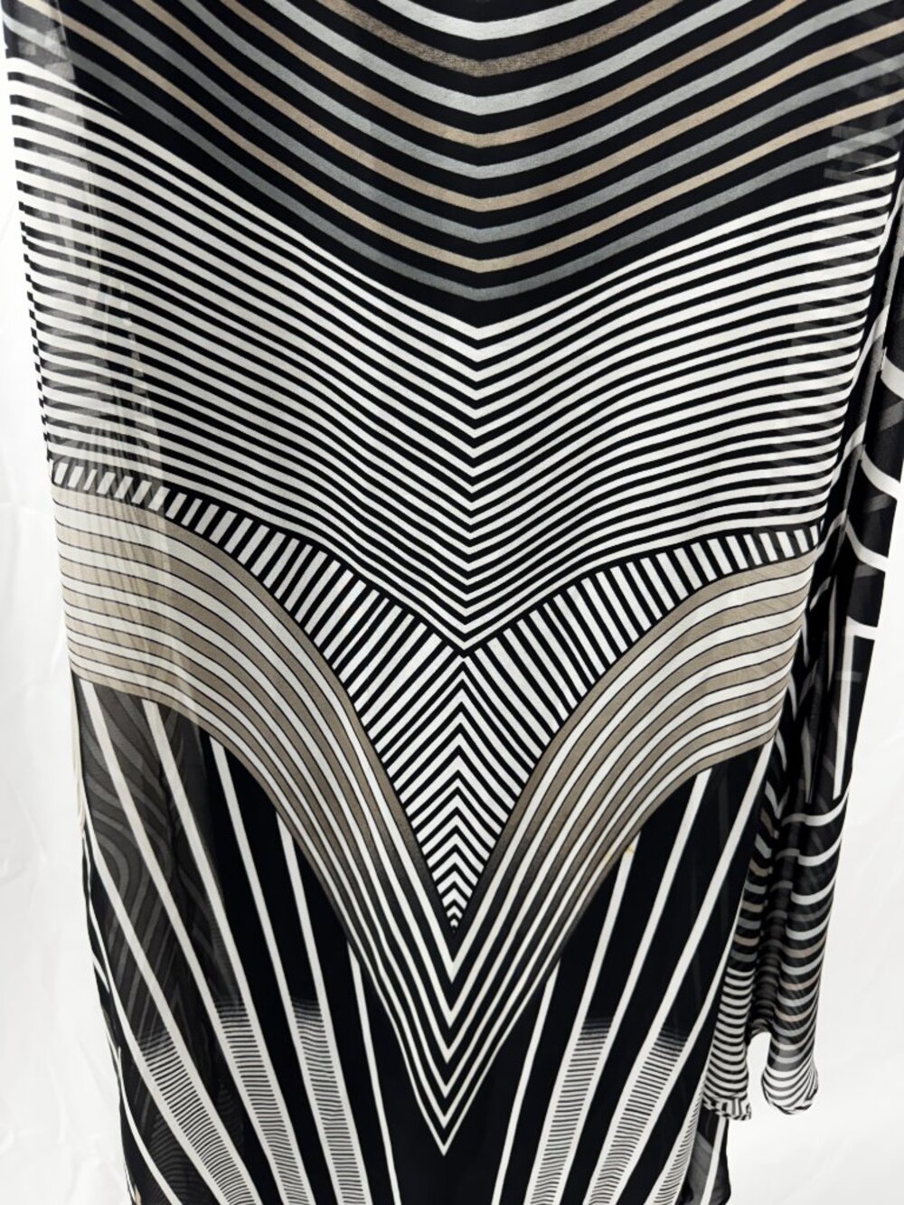 IC by Connie K Striped Asymmetric Sleeveless Dress Black White Sz S - Picture 4 of 13